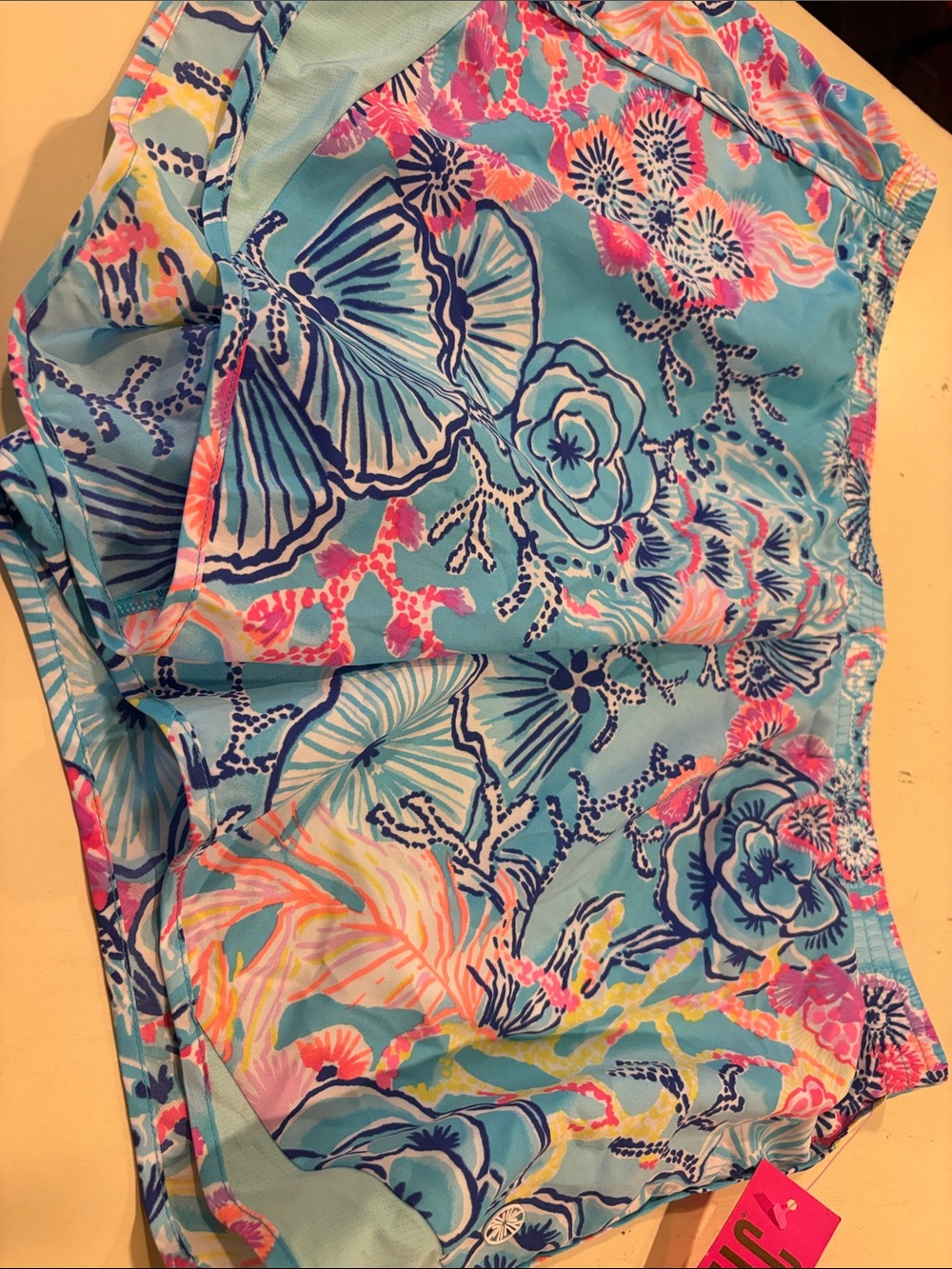 Lilly Pulitzer Blue Pink Floral Pull-On Athletic Shorts Duo - Picture 3 of 4